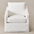 thumbnail image 2 of Pearl White Slipcovered Swivel Barrel Accent Chair with Removable Cushions, Modern Upholstered Armchair, 2 of 16