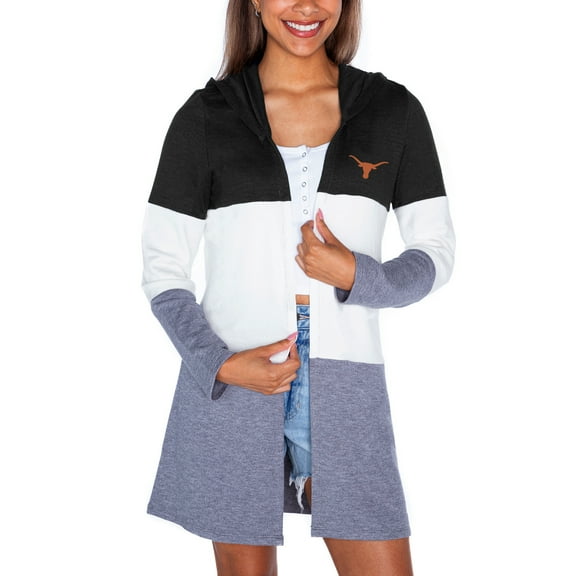 Women's Gameday Couture  Black Texas Longhorns Colorblock Hooded Cardigan