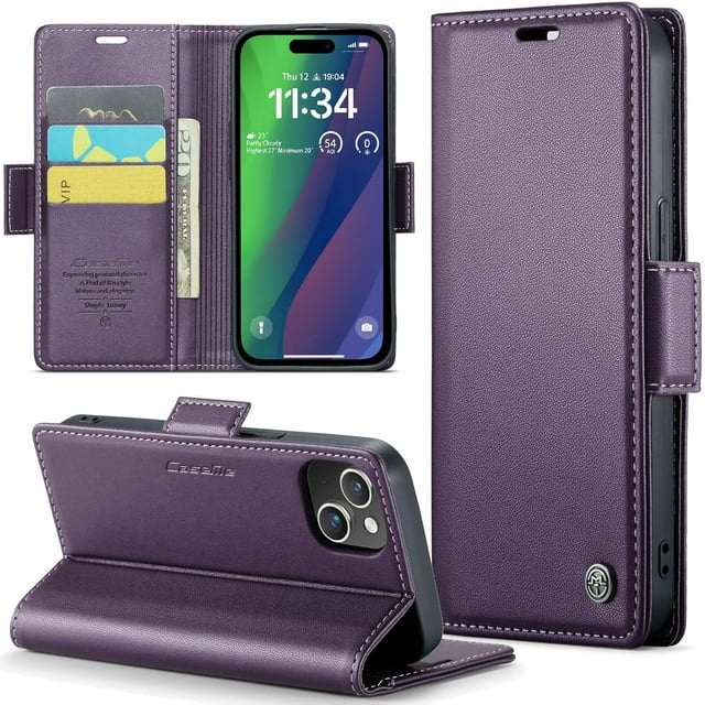 Étui pour iPhone 15 Plus, Étui Portefeuille avec Porte-Cartes, Support, Blocage RFID, Fermeture Magnétique, Antichoc, Étui de Protection en Cuir PU pour iPhone 15 Plus, Portefeuille à Rabat