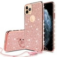 thumbnail image 2 of For Apple iPhone 13 Pro Max Ring Kickstand Glitter Cute Bling Cover for Girls Women Diamond Sparkly Case for iPhone 13 Pro Max - Rose Gold, 2 of 5