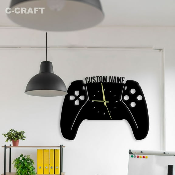 C-CRAFT Game Modern Wall Clock Silent 14 Inch for Living Room Wall Decor