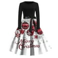 thumbnail image 2 of Women's Casual Fashion Long Sleeve Christmas Graphic Printed Vintage Long Dresses with Round Neck, Fall and Winter Casual Wear for Festive Occasions,White,4XL, 2 of 4