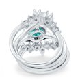 thumbnail image 7 of Three Piece Trio Set Wedding Bridal Round Ring Paraiba Tourmaline CZ 925 Sterling Silver Size 10, 7 of 7