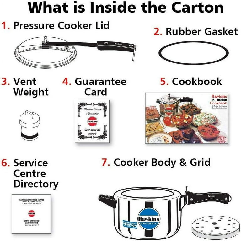 Hawkins Stainless Steel Pressure Cooker, 4L, Induction Compatible
