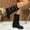 #012-Black, variant on Roncen Women's Versatile Stylish Eye-catching Buckle Decorated Solid Color Plus Size Autumn Winter Comfort Mid Calf Fashion Boots - Low Heel Ankle Boots for Women with Height Increase Design
