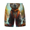 thumbnail image 4 of Lsque Mens Swim Trunks Riverside Meditating Cat Pattern - Bathing Suit Compression Liner - Beach Swim Shorts Swimwear - (S-3XL) - Stretch Quick Dry -, 4 of 9
