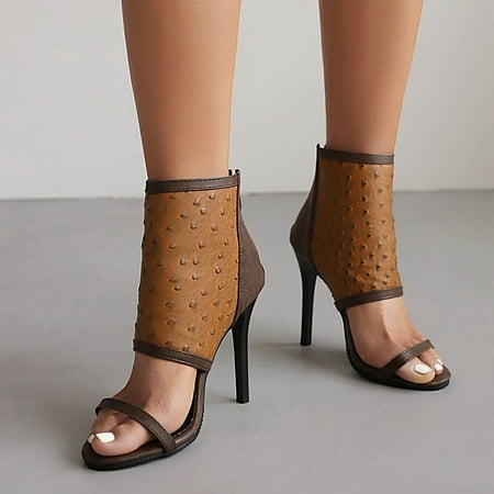 

PEASKJP Womens Slides 2023 Women Platform Wedge Versatile Round Toe OPen Toe Sandals Party Sandals Brown 6.5