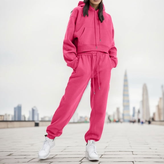 Sweatsuits for Women 2 Piece Hoodie Long Sleeve and Wide Leg Sweatpants Loungewear Sets Fall Essentials Pullover Sweaters for Women