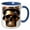 Blue/White, variant on 3drose, Imaginary, Machine Fantastic Skull in Metal Helmet. Digital Art, 11oz Two-tone Black Mug