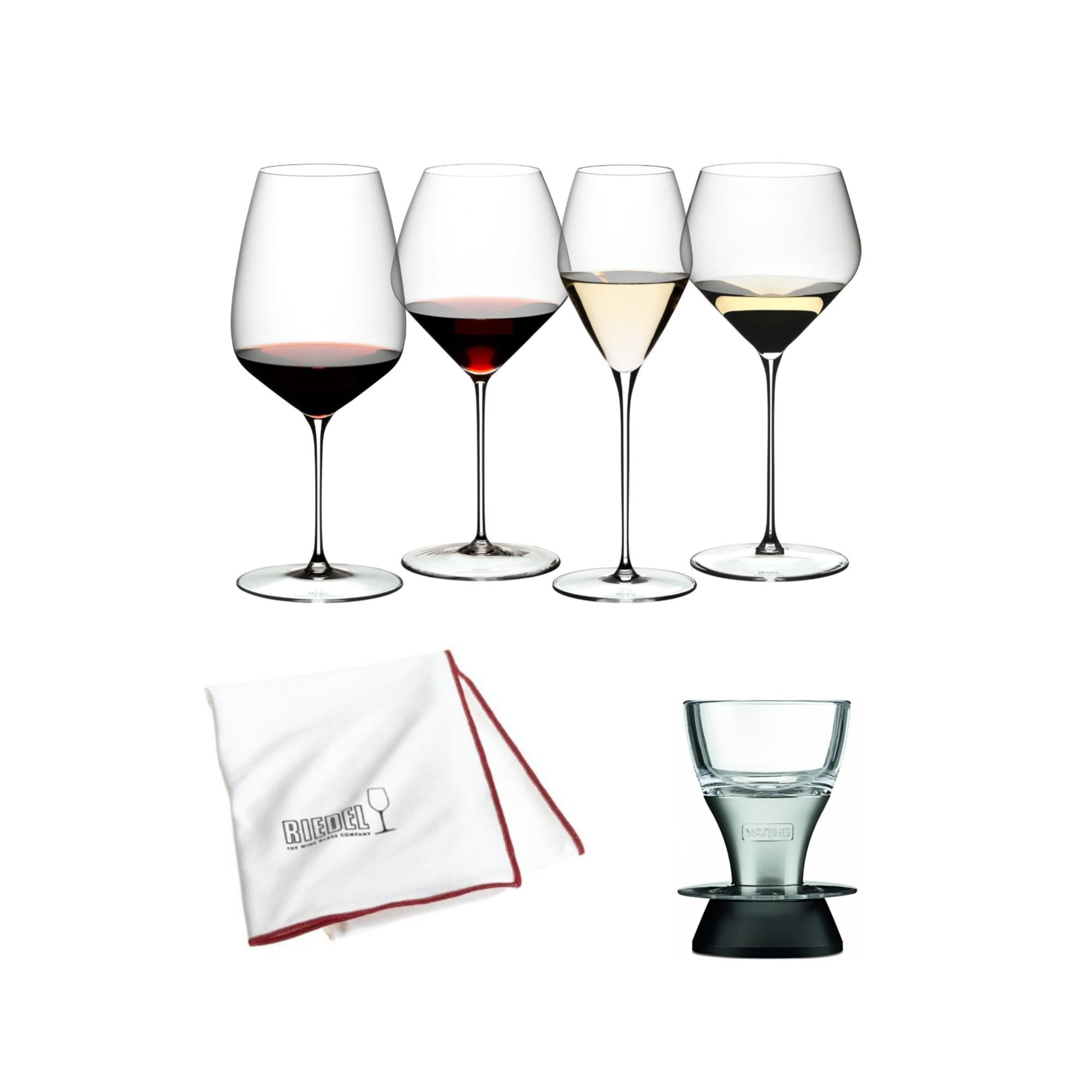 Riedel VINUM Martini Glasses (4-Pack) Bundle with Wine Pourer  with Stopper and Polishing Cloth (3 Items): Wine Glasses