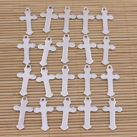 K-KED 20PCS 17mmX30mm 304 stainless steel Cross Charms Pendants DIY