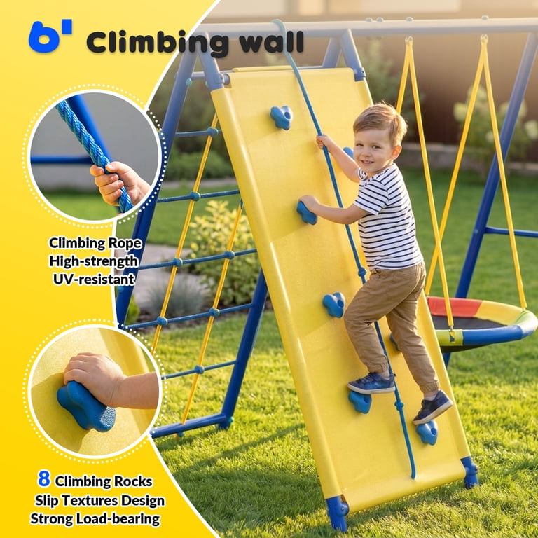 6 in1 Metal Swing Sets,Gardwin Heavy-Duty Outdoor Swing sets for