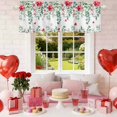 thumbnail image 4 of Valentine's Day Valance Curtain for Windows Red Roses Hearts Green Eucalyptus Leaves Rod Pocket Curtain Valances Short Window Treatments Panels for Kitchen Bathroom Laundry Room Basement 42 x 12 Inch, 4 of 9