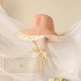 thumbnail image 3 of Pudcoco Toddlers Straw Hat Lace Decoration Outdoor Sun Protection Bucket Cap, 3 of 6