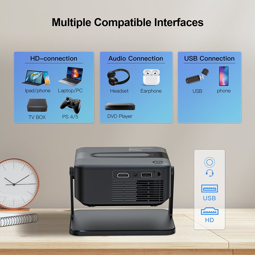Salange Full HD Smart Projector with WiFi and Bluetooth, Native 1080P 4K Supported, Outdoor Movie Projector for Home Theater