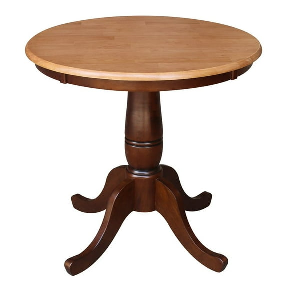 International Concepts 30" Wood Round Dining Table in Cinnamon / Espresso