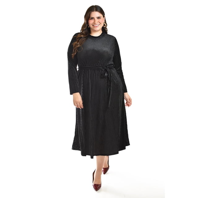 Vestido Midi de Terciopelo Roman Fashion Negro Talla 42