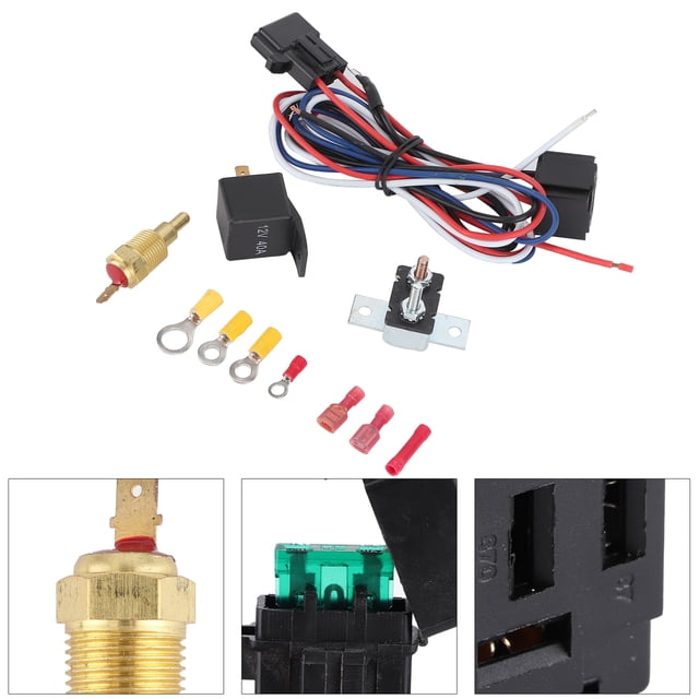 Cooling Fan Overload Protector, Plastic Radiator Cooling Fan Relay Kit Car Fan Mounting Accessory Portable for 7/8 Inch Fans for 10/12/14/16/Inch Fans