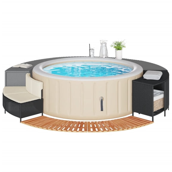 vidaXL Hot Tub Surround Bench and Spa Step Poly Rattan and Solid Wood Acacia