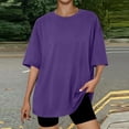 thumbnail image 6 of LWavelet Women's Oversized T-Shirt Short Sleeve Tops Round Neck Casual Loose Comfy Summer Tee Purple XS, 6 of 6