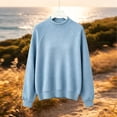thumbnail image 6 of Falkdiz Girls Long Sleeve Shirts Waffle Loose Tops Outdoor Winter Casual Party Pullover for Girls Crew Neck , Light Blue , Size: 13-14 Years, 6 of 6