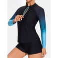 thumbnail image 4 of Sociala Women Two Piece Rash Guard Long Sleeve Swimsuits Sets UV UPF 50+ Swim Shirt with Boyshort Bottom, 4 of 6