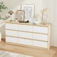 thumbnail image 4 of KULAGAGA 9 Drawer Dresser Chest of Drawers, 63” Wide Dressers, Modern Wood Drawer Chest Storage Organizer, No Handle Design, for Bedroom Living Room Hallway, Oak&White, 4 of 7