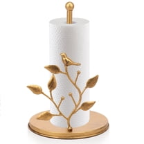 Tzdxfgl Free-Standing Metal Countertop Paper Towel Holder with Non-Slip Base, 11 Inch, Gold Bird