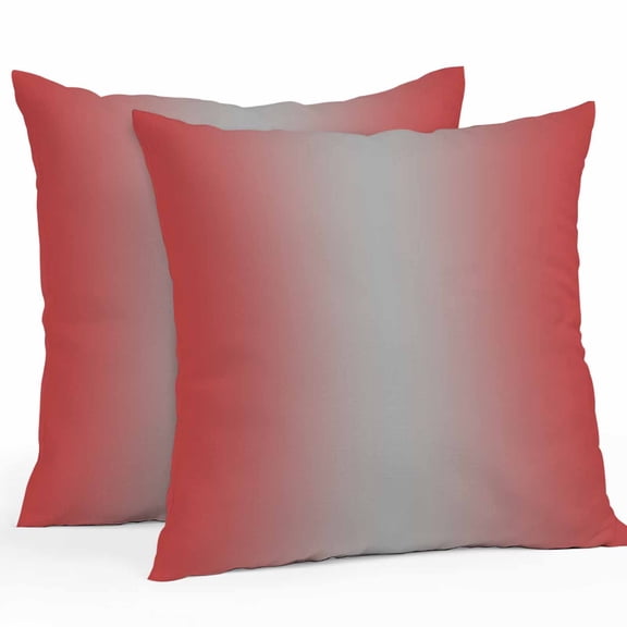 Ombre Outdoor Pillow Covers Pack of 2 Red and Grey Gradient Waterproof Throw Pillow Covers Decorative Cushion Cases for Patio Garden Tent Balcony Couch 16x16 inch
