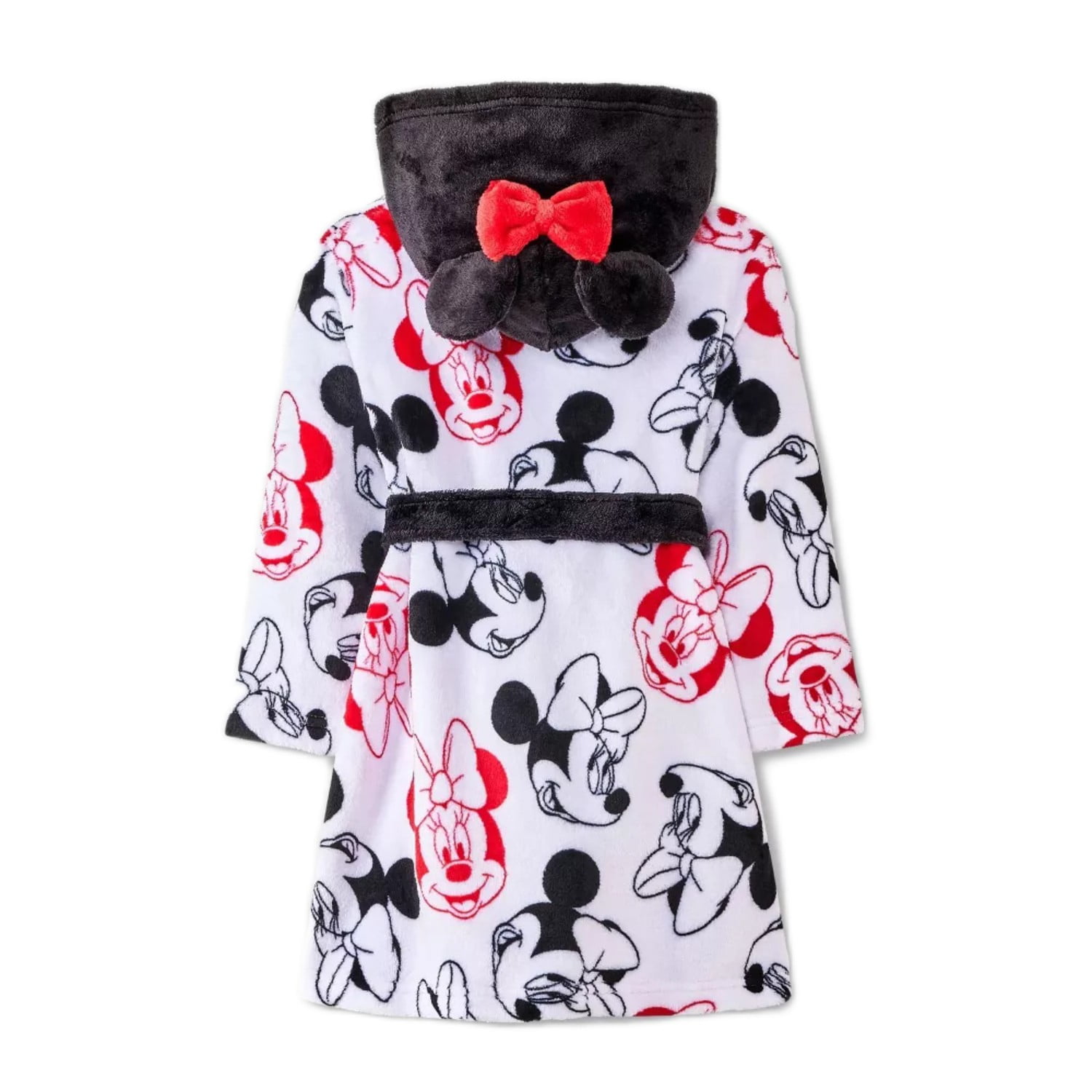 Minnie Mouse Toddler Girl's White Character Print Hooded Minky Fleece Bathrobe, Size 2T/3T