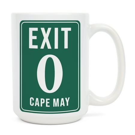 

15 fl oz Ceramic Mug Cape May New Jersey Exit Zero Road Sign Dishwasher & Microwave Safe