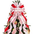 thumbnail image 6 of OMA Christmas Tree Topper Bow Christmas Wreath Bow 45x12 Inches Large Burlap with White Red Polyester Edge Gift Bow for Xmas Tree Décor Christmas Home Indoor Outdoor Decoration, 6 of 12