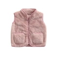 thumbnail image 1 of Kmbangi Sleeveless Plush Vest, Solid Color V-neck Outerwear with Pockets, 1 of 9