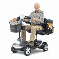 Segmart Four-Wheel Outdoor Scooter, Comfortable and Durable Folding Scooter with a 300W Motor and a 300-pound Weight Capacity, Suitable for Seniors and Adults, white