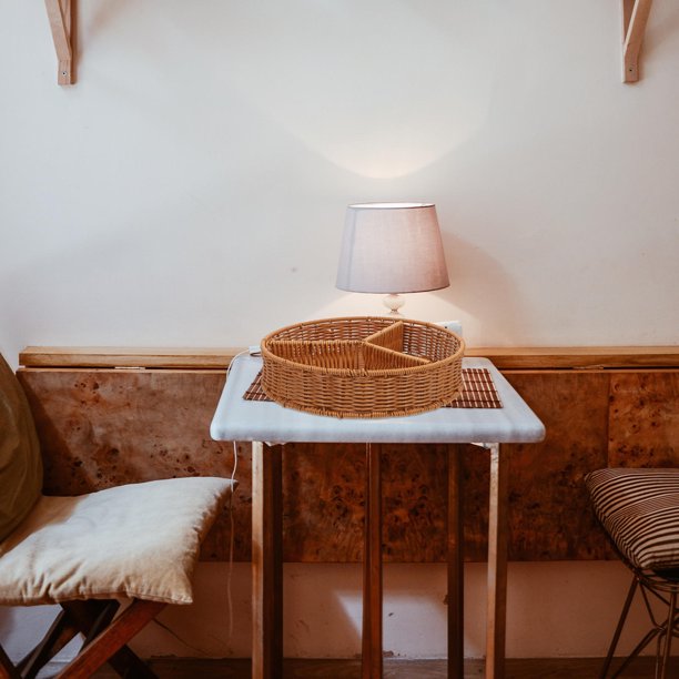 Moluckfu 1Ud Cesta Decorativa De Almacenaje Imitación Rattan Tejida Para Y Snacks