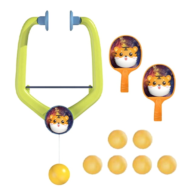 Entrenador de tenis de mesa colgante para interiores, juego de tenis de mesa colgante, práctica de coordinación ojo-mano, juego de paletas y pelotas Tiger Raquetas 6 Pelotas