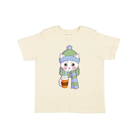

Inktastic Cute White Cat in Scarf and Hat Gift Toddler Boy or Toddler Girl T-Shirt