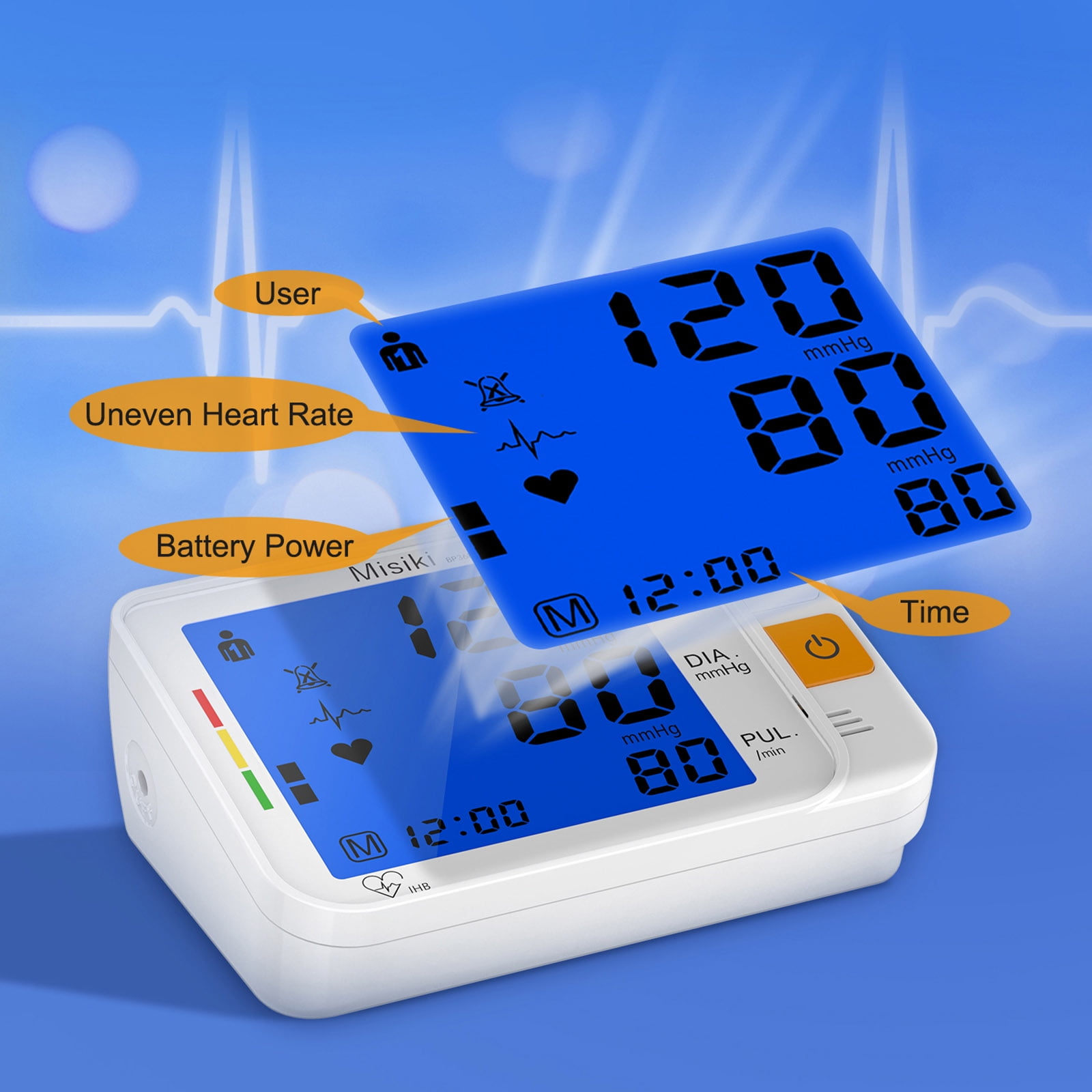 Mebak Upper Arm Blood Pressure Monitor Automatic Digital BP Machine Cuffs  B56