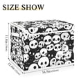thumbnail image 3 of Foldable Fabric Storage Bin With Handle Collapsible Basket Box Storage With Lid Organizer Black White Color Skulls, 3 of 7