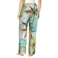 thumbnail image 3 of Disketp Watercolor Palm Tree Print Women'S Comfy Pajama Pants Casual Drawstring Palazzo Lounge Wide Leg Pants, 3 of 9