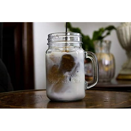 Mason Jar Glass Mugs with Handles Pint Size (16 ounce, 473 mL) Regular Mouth 24 Pieces