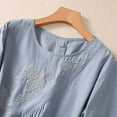 thumbnail image 6 of UVEASISHA Womens Cotton Linen Top 2025 Summer Retro Embroidered Gauze Tops 3/4 Sleeve Dressy Casual Beach Boho Blouse Blue L, 6 of 10