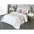 thumbnail image 3 of Orchid Bed Runner Set, Realistic Inspirations Water Flowers with Leafy Pattern Wild Nature Print, Decorative Bedding Scarf & 2 Pillow Shams for Hotels Homes, Queen, Magenta Peacock Green, by Ambesonne, 3 of 3