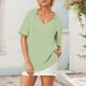 thumbnail image 2 of Sudadera con capucha de manga corta de punto de verano de color liso para mujer: cuello en V, capucha con cordón y tejido ligero para uso informal., 2 of 6
