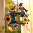 thumbnail image 4 of Sewing Machine and Cardinal Acrylic Suncatcher, Wildflower Faux Stained Glass Window Hanging, Perfect Gift for Sewing Lovers and Tailors 4347267776, 4 of 4