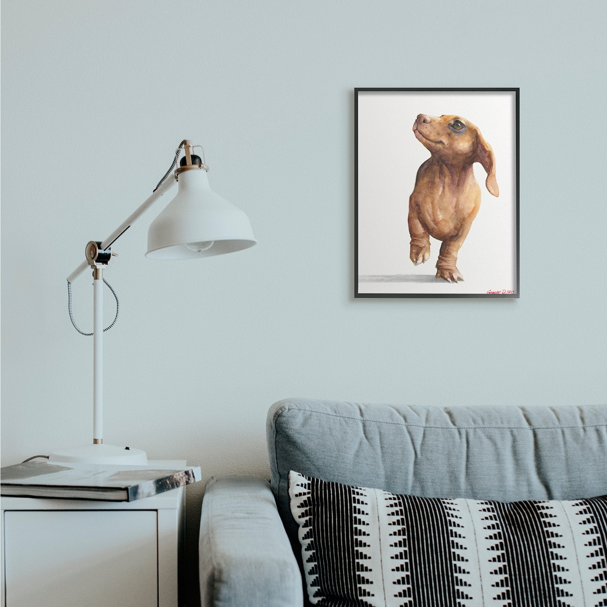 Stupell Industries Little Dachshund Dog Strutt Adorable Pet Portrait Black Framed, 11 x 14, Design by George Dyachenko
