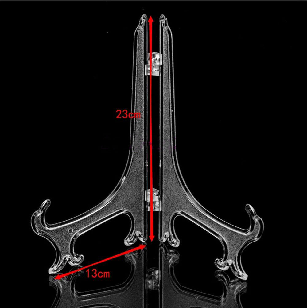 1Pcs Clear Plastic Easels Plate Holders Display Dish Rack Picture Frame