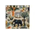 thumbnail image 4 of Elephant Trees Zebra Monkey Birds Black Out Curtains Aesthetic for Bedroom Living Room Sliding Glass Doors Kitchen Windows 2 panels set, 4 of 5