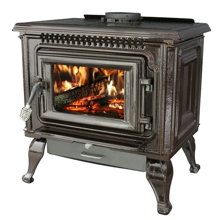 Ashley 2,000 Sq. Ft. EPA Certified Mahogany Enameled Porcelain Cast Iron Wood stove with