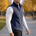 thumbnail image 6 of Riecok Fleece Vest for Men with Pockets Sleeveless Stand Collar Zip up Jackets Thermal Solid Warm Casual Outerwear Dark Blue L, 6 of 8
